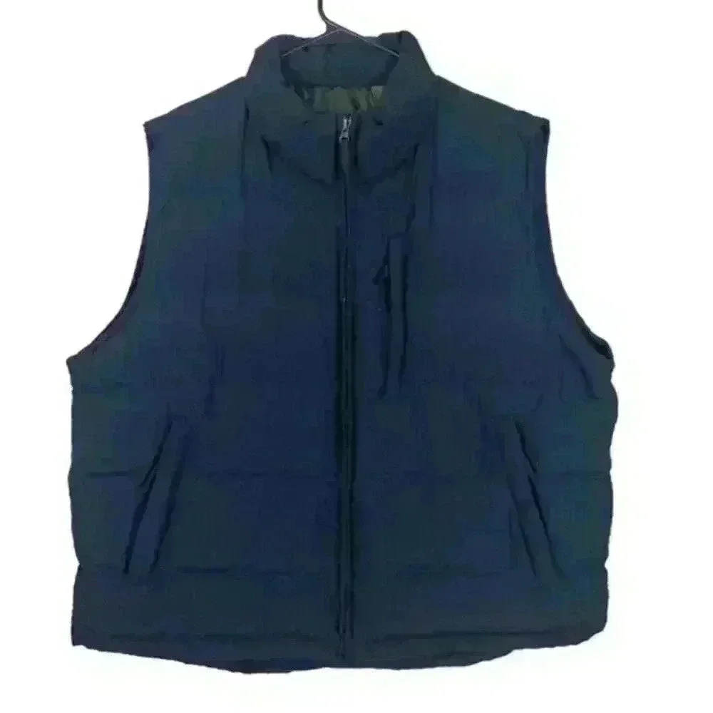 Vintage St Johns Bay Blue Color Mens Puffer Vest Sleeveless Coat Size XL Pockets